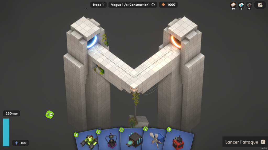 Capture d'écran gameplay Tower Lab tourelles physique