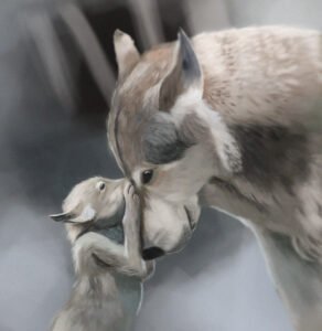 digital painting de loup fait par bwatacookie