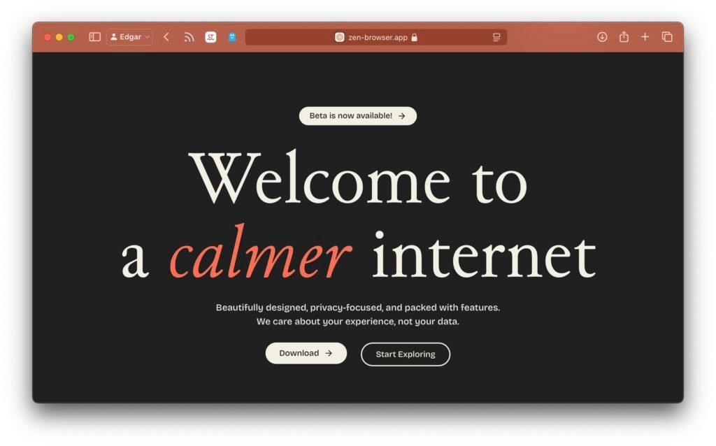 ecran du navigateur web zen browser