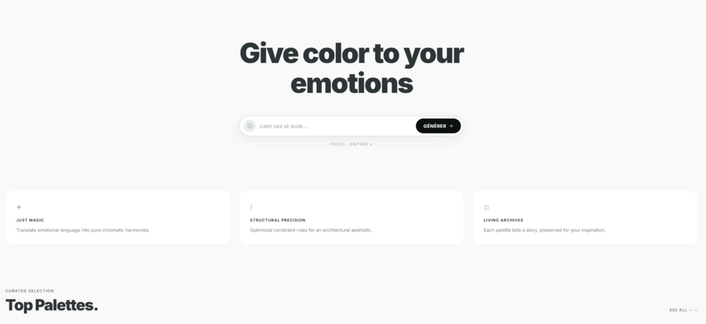 colorseed.co un generateur de palette de couleur sans IA